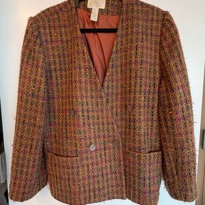 Multicolor Tweed Blazer Wool Blend